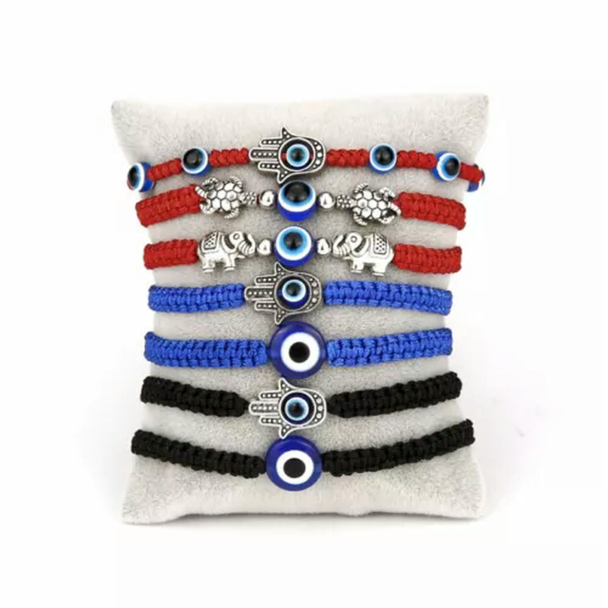 Pack De 6 Bracelets Nazar Turcs - Protection Mauvais Œil - Corde Kabbalah - Cadeau Porte-Bonheur Homme/Femme - 10