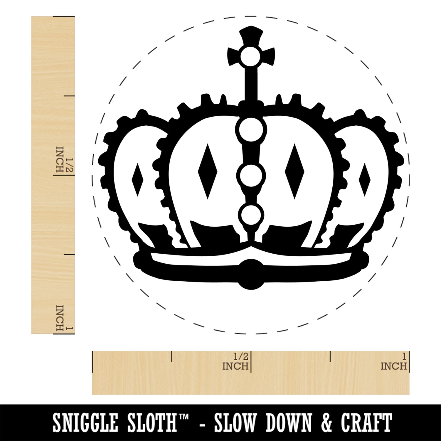 King Queen Royal Crown Self-Inking Rubber Stamp Ink Stamper - Black Ink - Medium 1 Inch