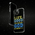 thumbnail image 6 of DistinctInk Clear Hybrid Case for Apple iPhone 15 Pro Max (6.7" Screen) - Life Is Good Because God Is Great - Raised Bezel Screen Guard, 6 of 9