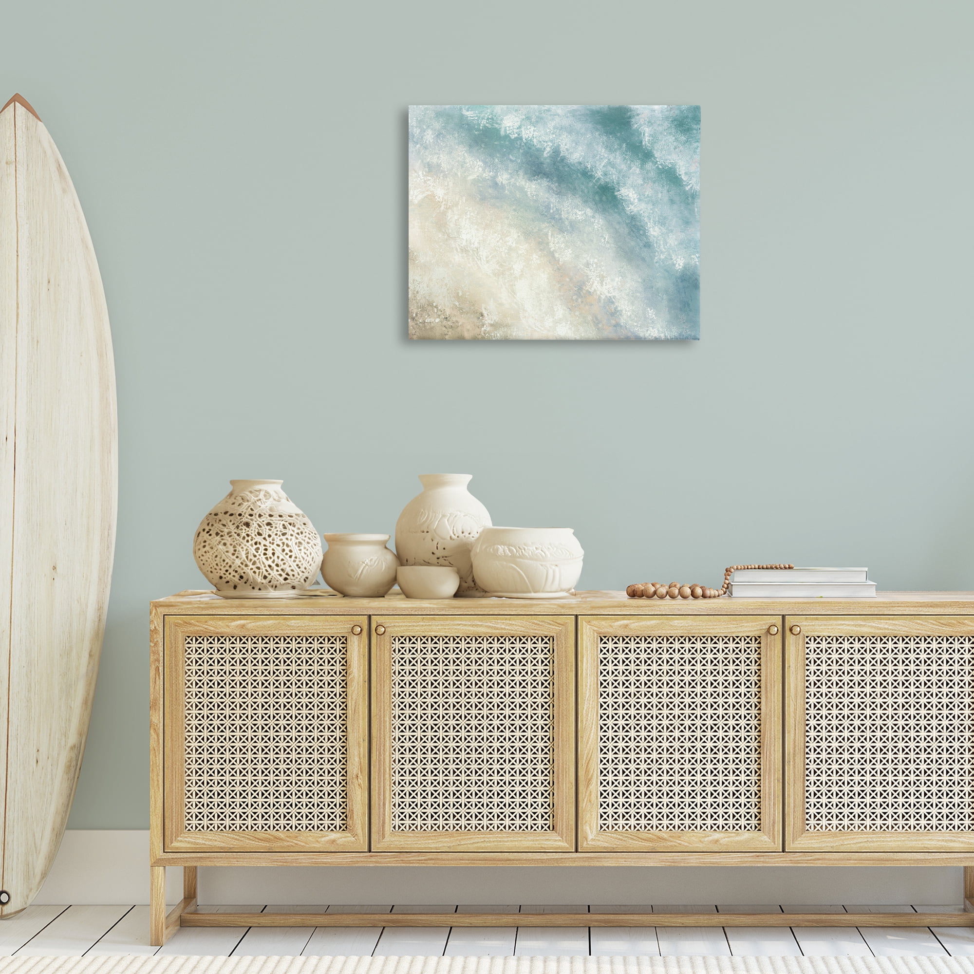 Stupell Industries Aerial Shore Foamy Waves Nautical & Beach Painting Wrapped Canvas Art Print Wall Art, 30 x 24