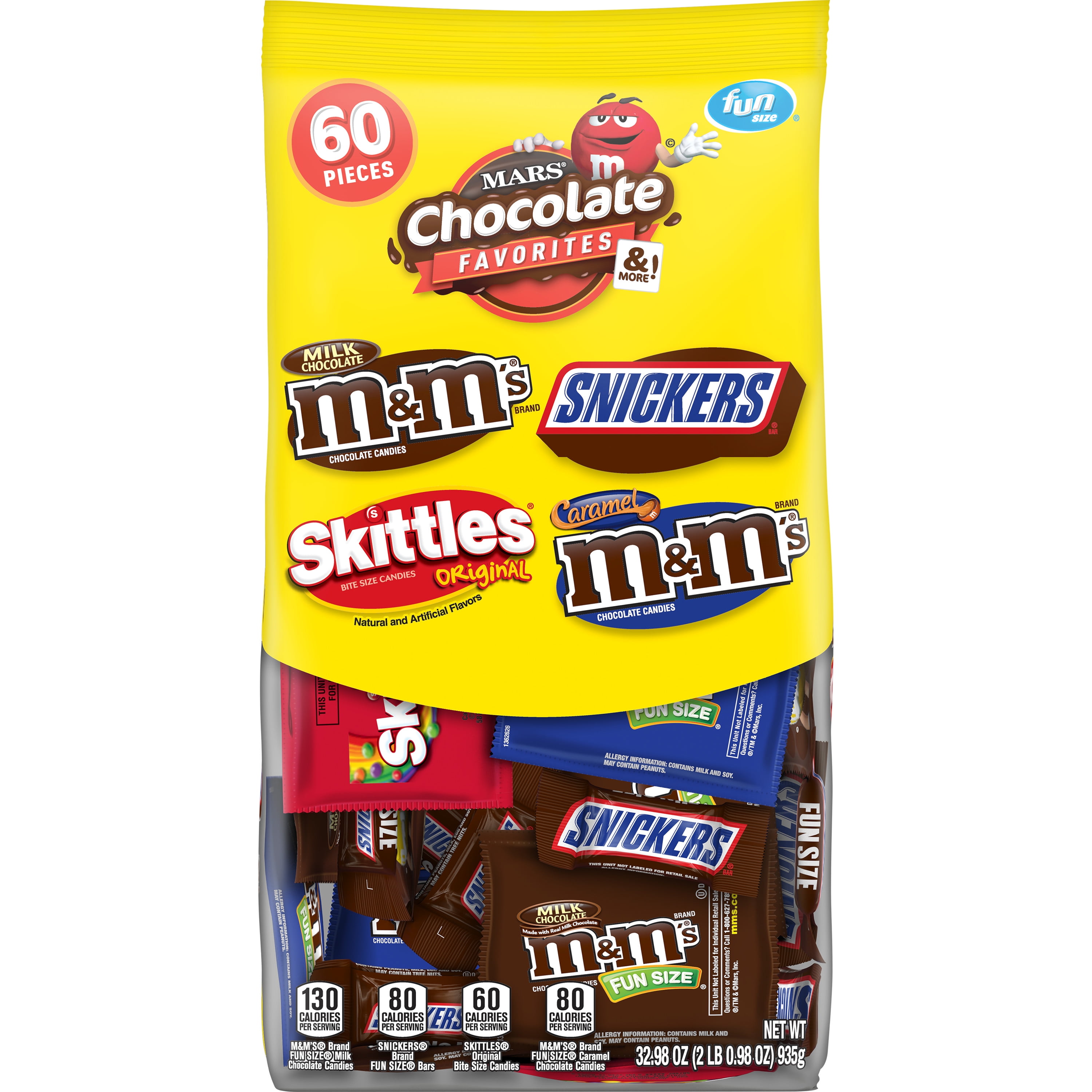 M&M'S, SNICKERS & SKITTLES Fun Size Chocolate Candy Variety Mix 32.98-Ounce Bag 60 Pieces