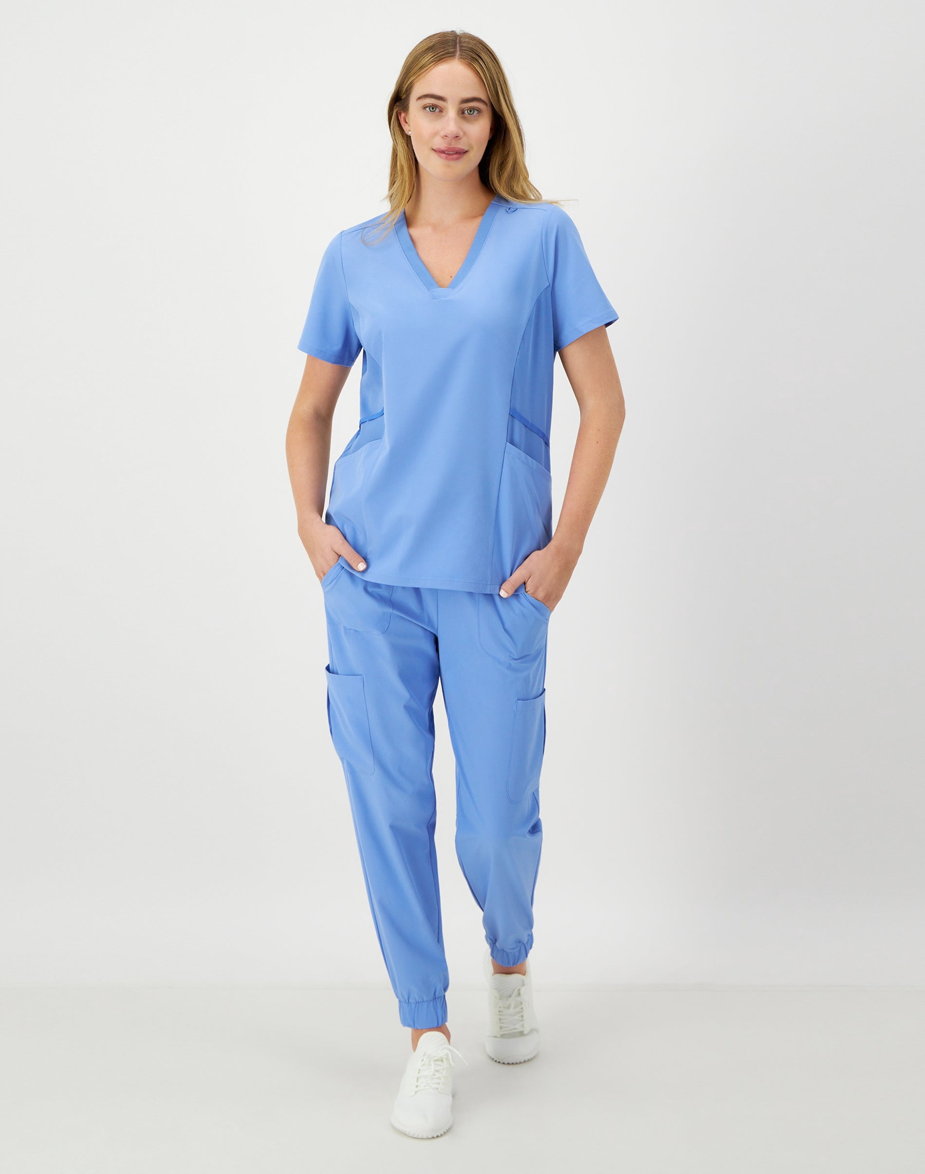 Hanes Comfort Fit Scrubs Women's Scrub Top Ceil Blue M
