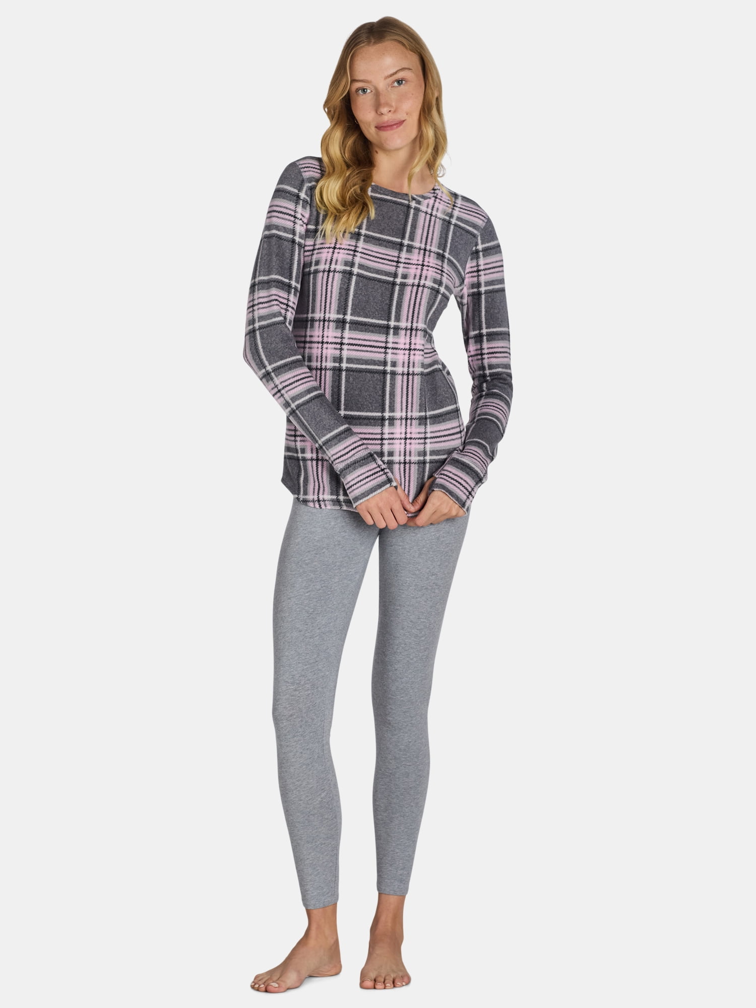 ClimateRight by Cuddl Duds Women's Warm Stretch Fleece Long Sleeve Crew Neck Thermal Base Layer Top, Sizes XS to 4X