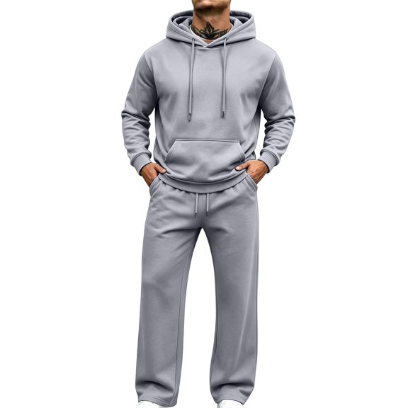 Aofany Mens Sweat Suit Set Plus Size Tracksuit Jogging 2 Piece Athletic Outfit Hoodie Sports Sweatsuit Pullover Sets