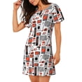 thumbnail image 2 of Fotbe Modern Life Pattern Women's Cotton Nightgown Sleepwear Short Sleeves Shirt Casual Print Sleepdress, 2 of 6