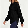 thumbnail image 4 of LNWUY Split Curved Hem Hoodie Pullover Top for Women Loose Fit Long Sleeve Sweatshirt Fall Winter Casual Blouse with Pockets Black XXL, 4 of 6