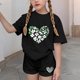 thumbnail image 5 of Vestido de manga corta para niños Día de San Patricio impreso de dos piezas Conjunto de cuello redondo con pantalones cortos, blusa de manga corta, 5 of 7