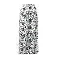 thumbnail image 6 of Women Casual High Waist Wide Leg Pants Summer Floral Solid Long Palazzo Pants Lounge Beach Trousers with Pocket, 6 of 7