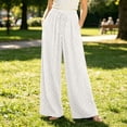 thumbnail image 2 of Womens High Waist Polka Dot Wide Leg Pants Elastic Waist Loose Flowy Printed Casual Long Trousers with Pockets for Vacation Daily Wear White S(S), 2 of 6