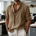 thumbnail image 5 of Aimik Men's V-Neck Short Sleeve Cotton Blend Henley Shirt Relaxed Pullover Style Shirt for Casual Resort and Vacation Wear, 5 of 6