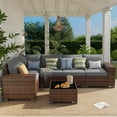 thumbnail image 4 of Poteban Patio Furniture Set 6 PCS Outdoor Sectional Conversation Sets Featuring Widen Wicker Armrests and High Back, Brown&Grey, 4 of 6