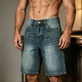 thumbnail image 2 of ZRGHAOYLQ Men's Straight Leg Denim Shorts Trendy Baggy Outdoor Jean Shorts Mid Waist Vintage Summer Shorts with Pockets, 2 of 8