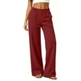 thumbnail image 5 of Women's Track Sweatpants with Pockets Fashion Casual High Waist Wide Leg Loose Solid Long Athletic Workout Pants, 5 of 6