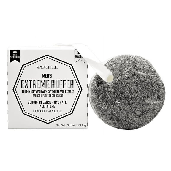 SPONGELLÉ Men's Extreme Buffer Body Wash Soap Sponge, All-in-One Shower Treatment, 3.5 oz