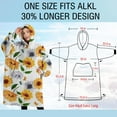 thumbnail image 4 of Oversized Wearable Blanket Hoodie,White Butterfly Sunflower Pattern Sherpa Blanket Hoodie with Super Pockets,Super Warm Fuzzy Pullover for Women & Men, 4 of 6
