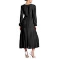 thumbnail image 3 of INSPIRE CHIC Vestido Elegante Plisado para Mujer con Cuello en V Cruzado, Manga Abullonada, Cintura con Cinta, Vestidos A-Line S Negro, 3 of 6