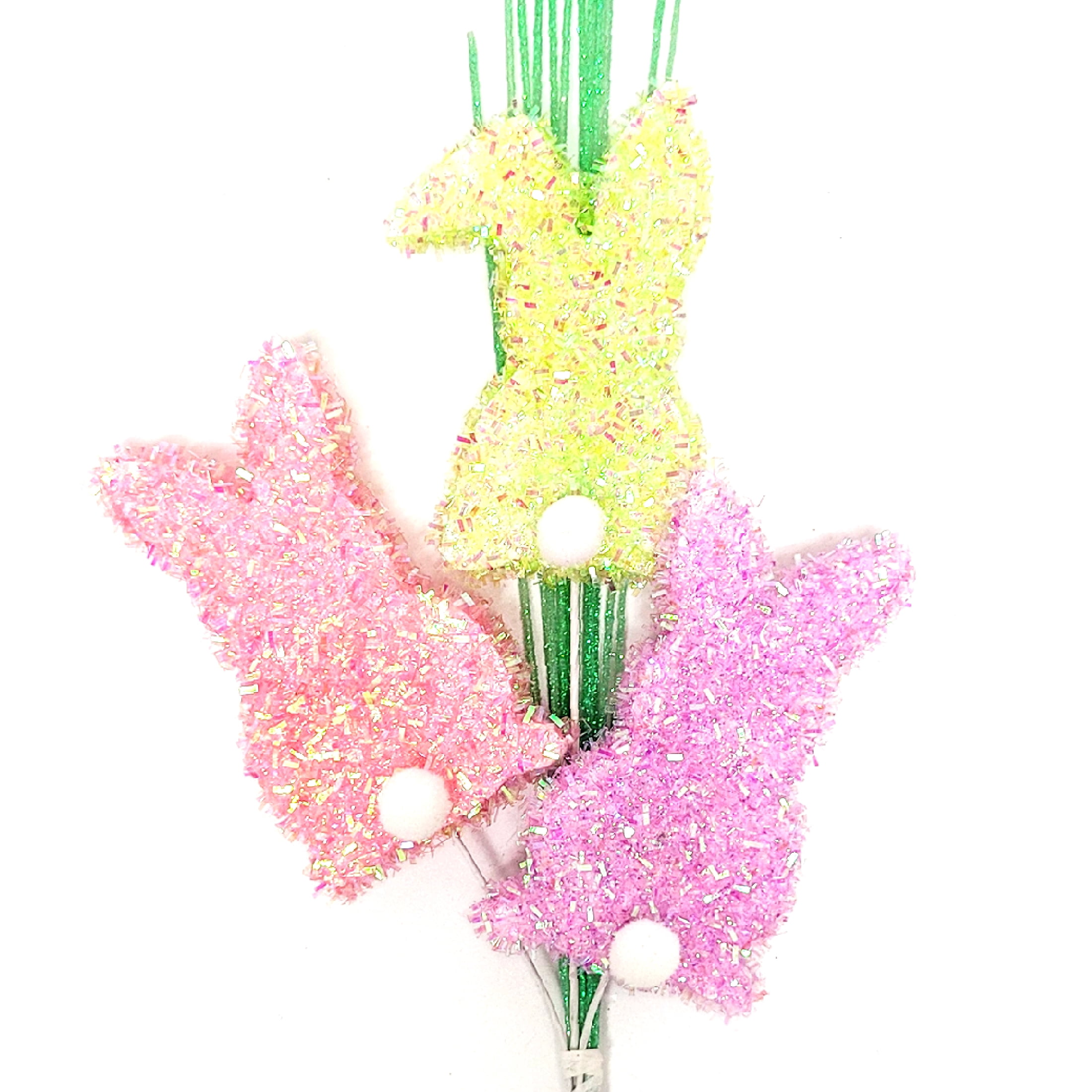 Way To Celebrate Easter Tinsel Bunny Clip with White Pompom Tail Assortment