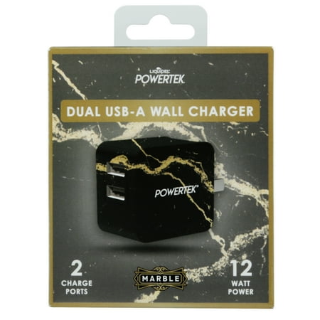 Liquipel Dual USB-A Wall Charger Marble - Black/Gold