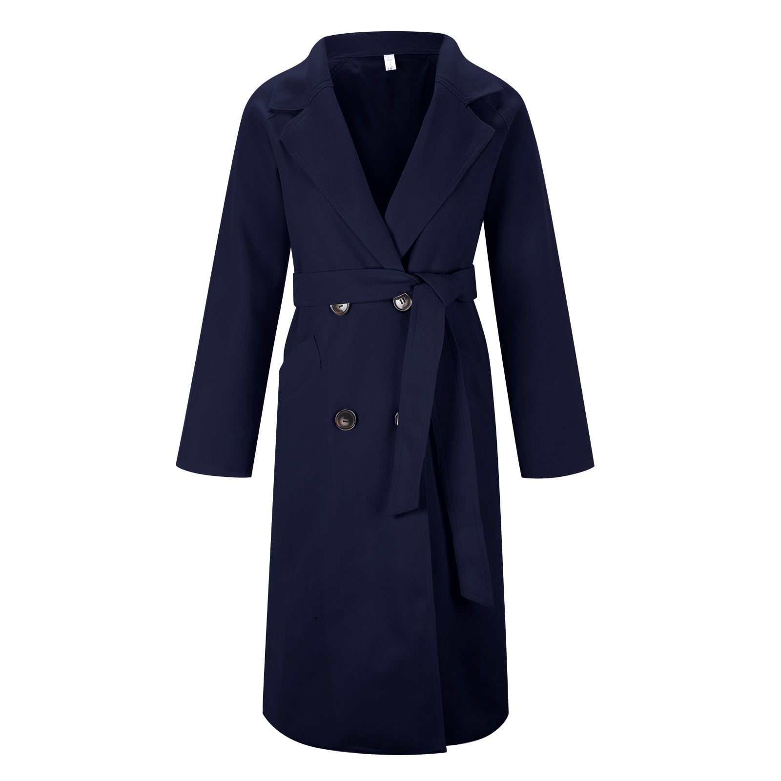 Kcocoo Womens Artificial Wool Coat Trench Jacket Ladies Warm Long Overcoat  Outwear Navy L