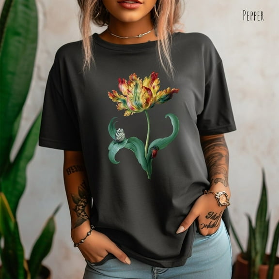 Sam Soft Flower Shirt, Summer Shirt, Butterfly Shirt, Gardening Shirt, Cottagecore Shirt, Gardening Gift, Gift For Her, Mothers Day Gift