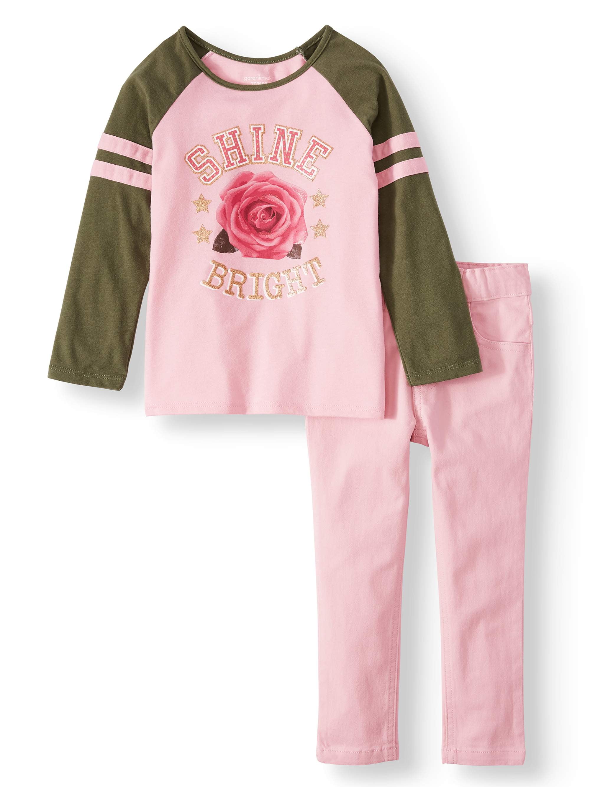 NEW Toddler Girls Garanimals 2 Pc Puppy Princess Top /& Skinny Jeans Set Size 3T