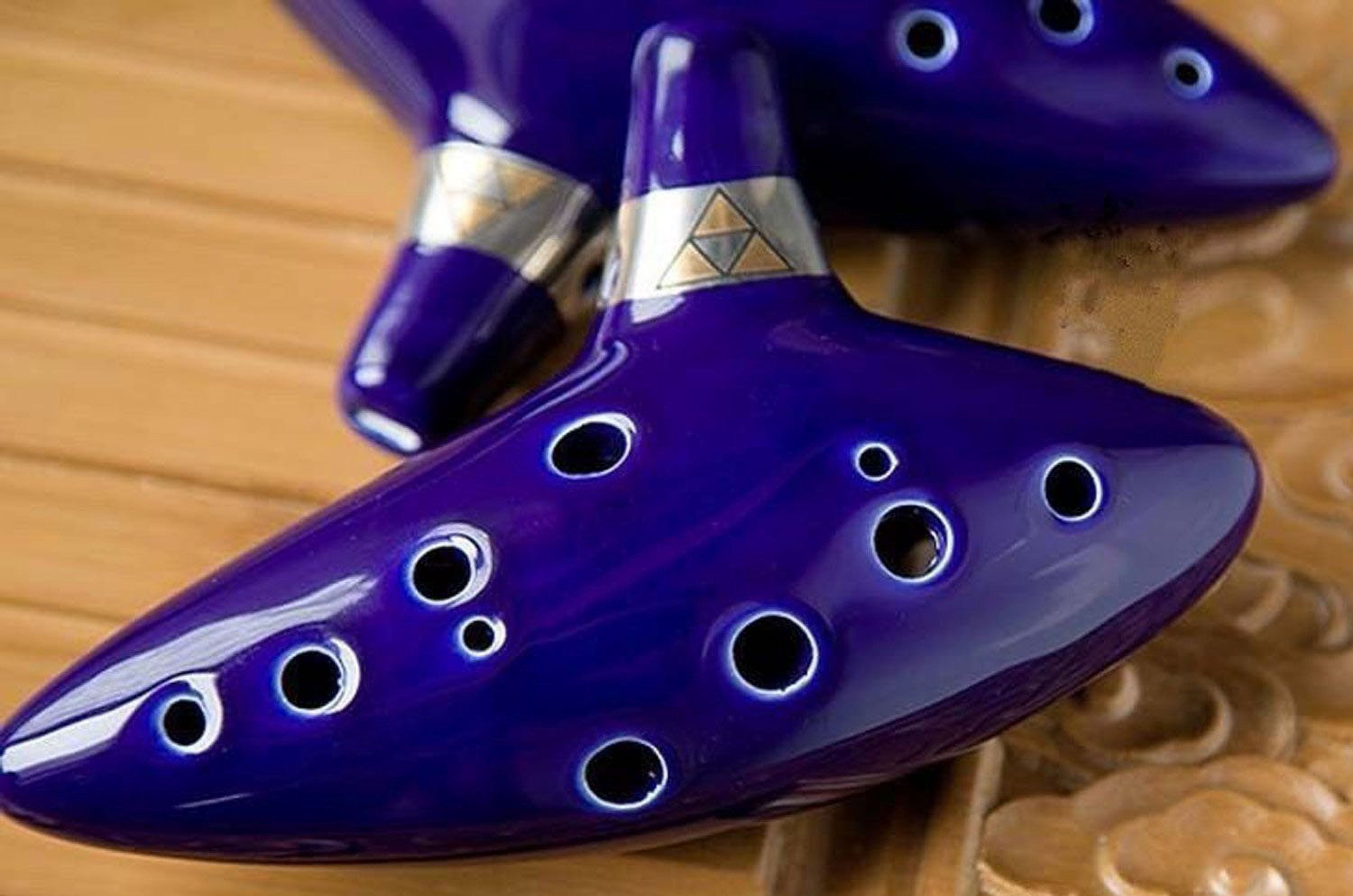 12 Hole C Ceramic Ocarina Flute Musical Instrument with Song Book (Neck Strap Cord with Random Color)- Blue