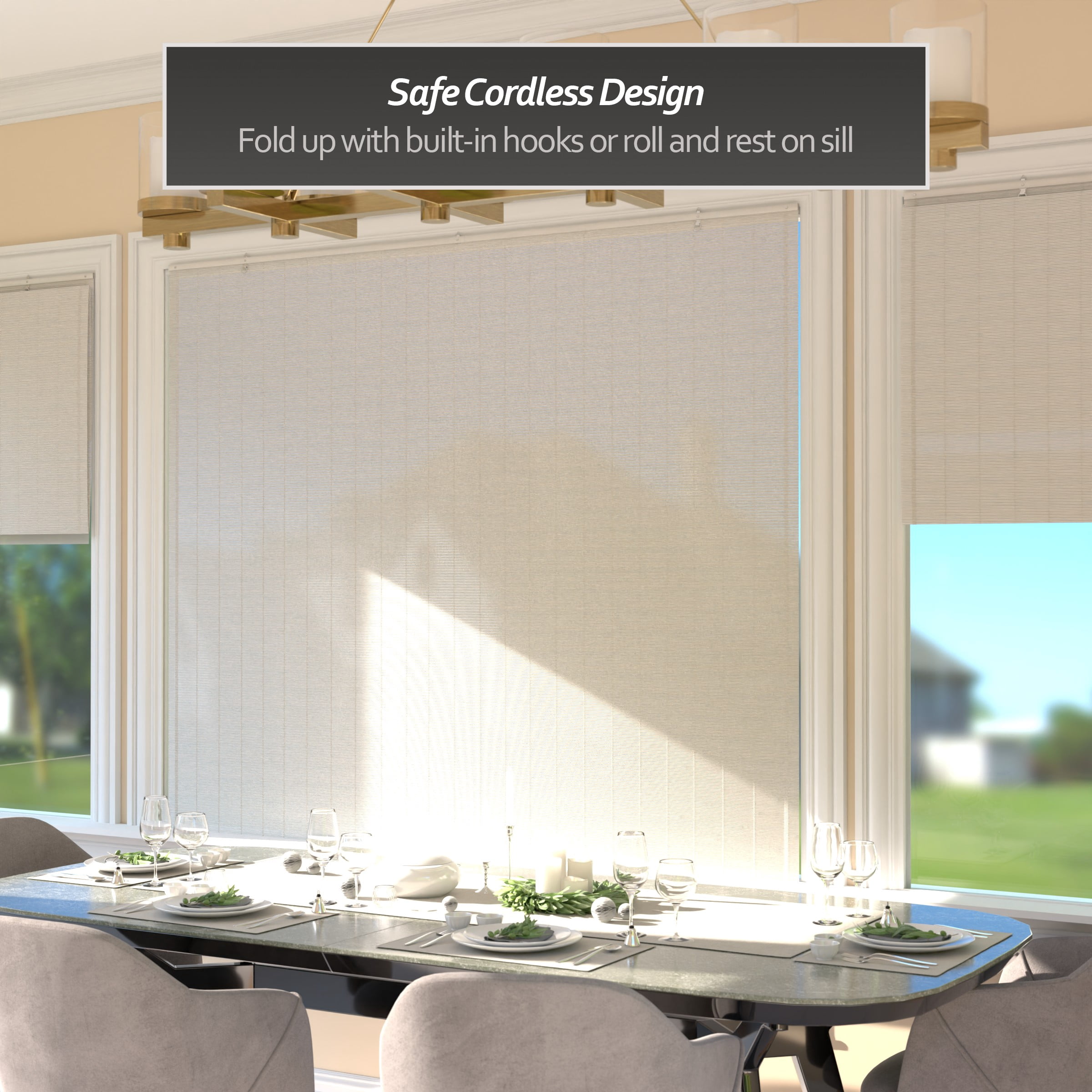 Red Lantern Bamboo Window Shade Blind - White 72" W