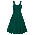 thumbnail image 1 of Vestido Belle Poque vintage sin mangas en forma de A Swing, verde oscuro, 1 of 7