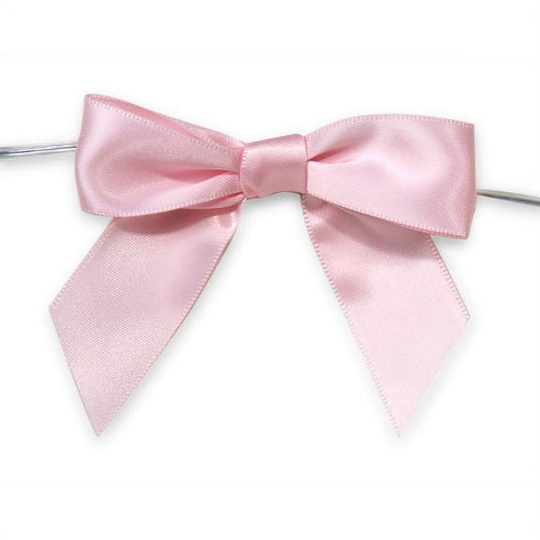 Saybrook Products Light Pink Pre-Tied Organza Bows With Twist Ties. Pack of  12 Satin-Edged Fabric Bows Made of 1-1/2 Ribbon. Bow Measures 4 Wide