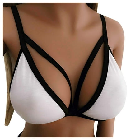 YHGFVOKJ Lingerie for Women Sexy Lingerie Set Floral Print Lace Deep V Underwear Solid Color Spaghetti Bra Lingerie Sets Lingerie Sexy White One Size