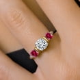 thumbnail image 4 of Gem Stone King 925 Sterling Silver and 10K Yellow Gold IGI Certified Lab Grown Diamond and Created Ruby Ring for Women | 1.68 Cttw | Center 1 Ct Diamond | D-E Color | VS1-VS2 Clarity | Size 9, 4 of 5
