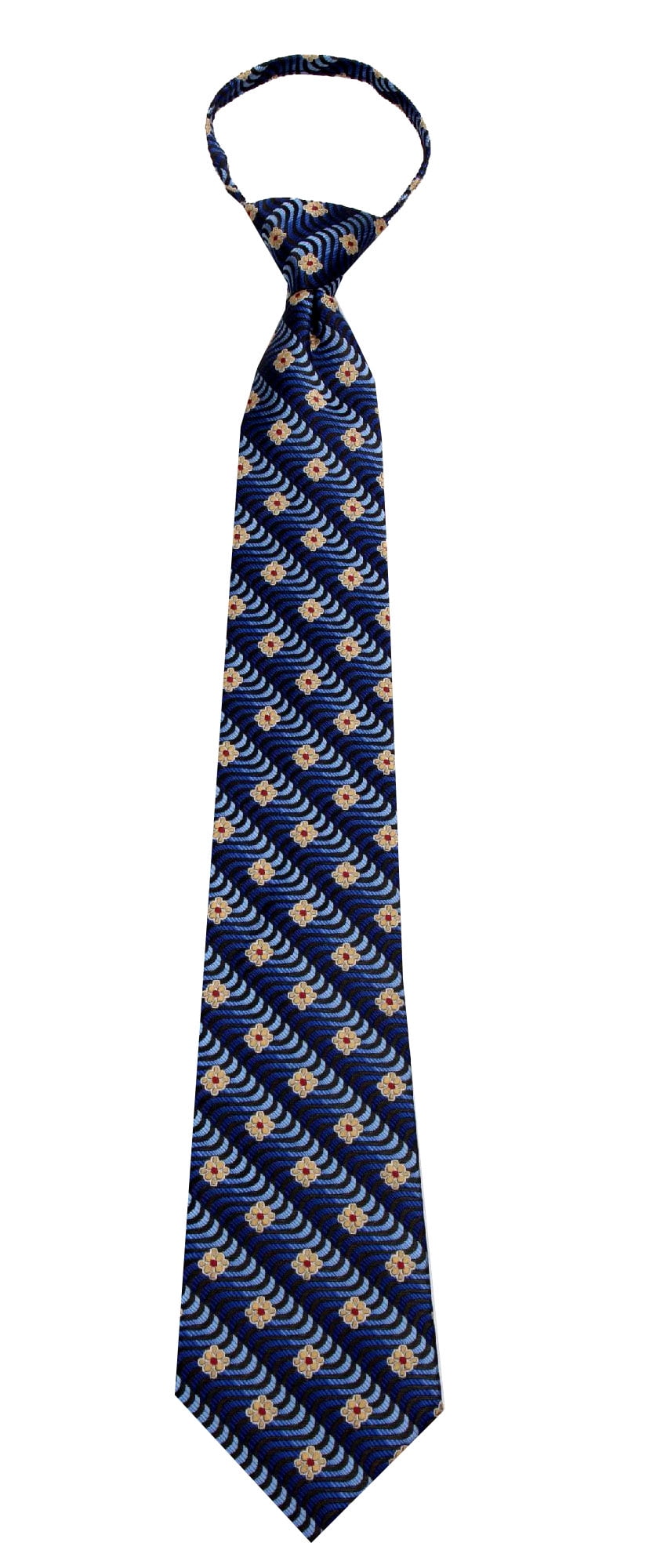 Mens XL Blue Zipper Premade Fashion Extra Long Zipper Necktie Ties