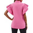 thumbnail image 3 of Women Summer Ruffled Button Down Shirt Short Sleeve, 3 of 4