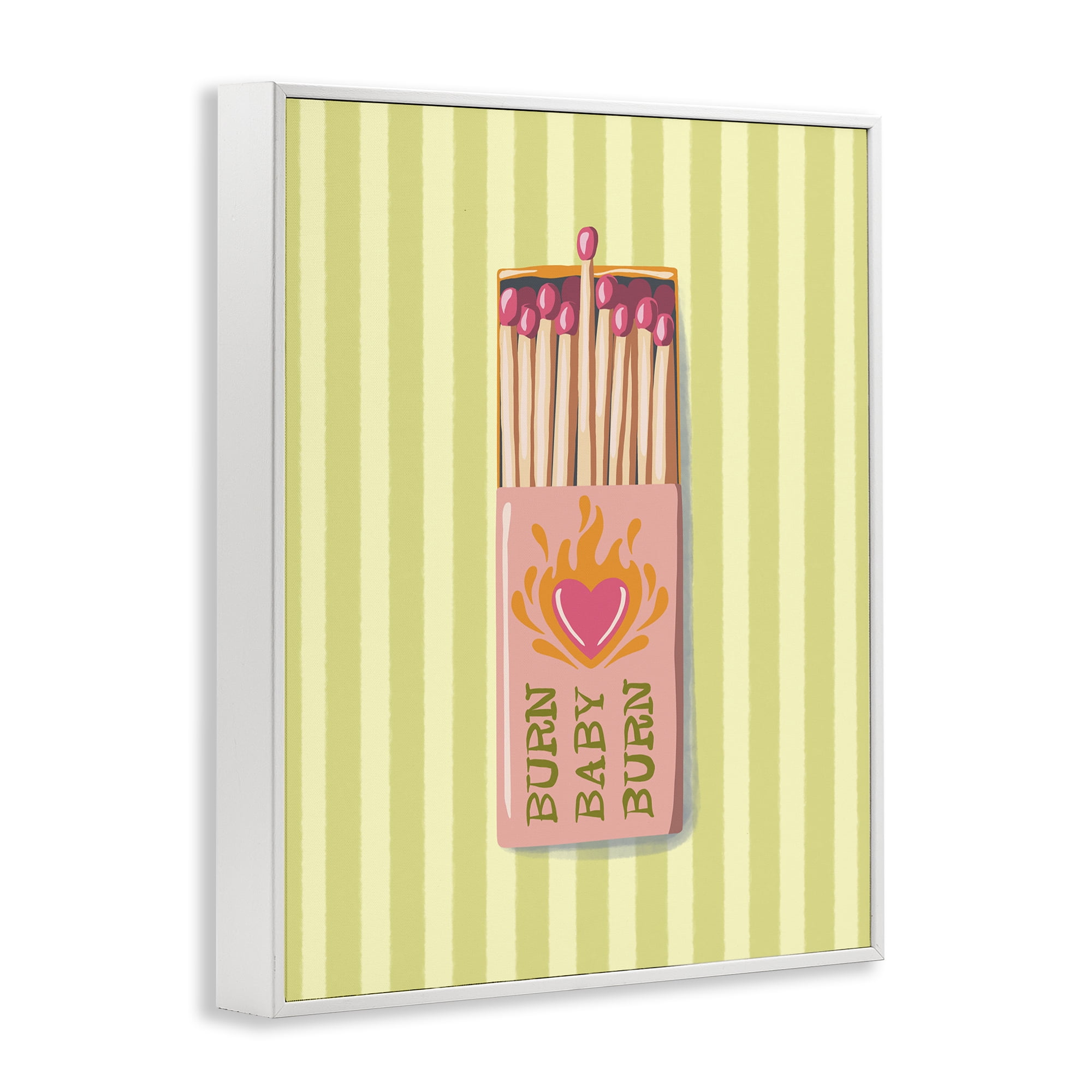 Burn Baby Matches White Framed Giclee Art, design by Elyse Anastacia