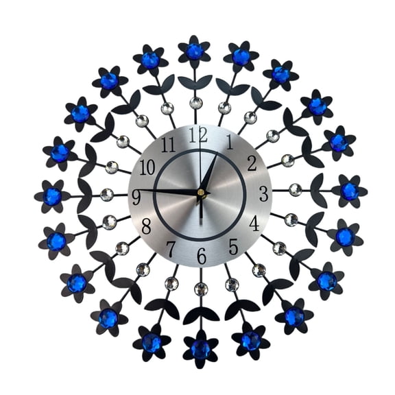7829 Crystal Flowers Wall Clock Silents None Ticking Clocks Decorative Large Modern Wall Clock for Living Room Bedroom Decors