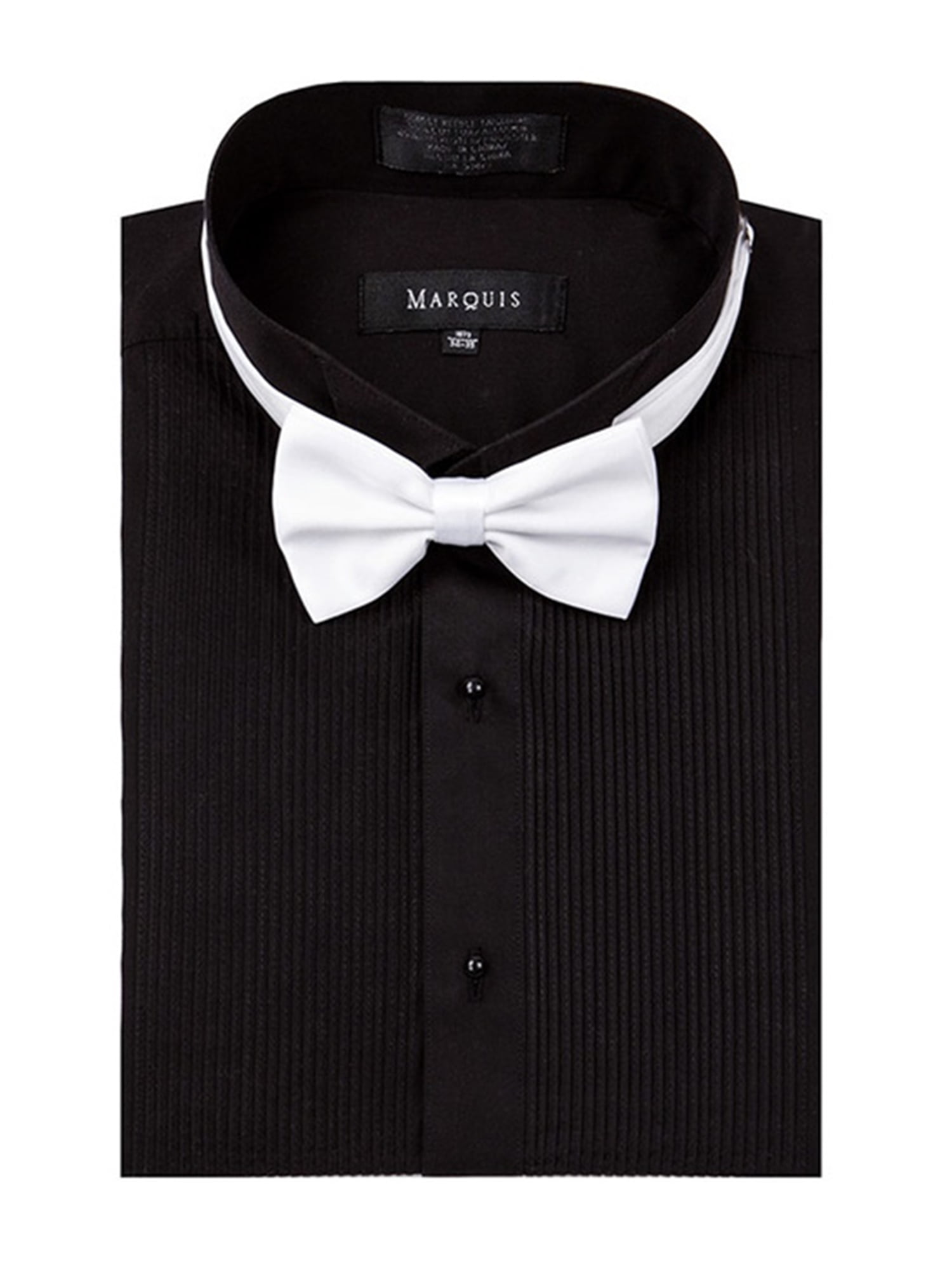 16.5 33 White French Cuff Tuxedo Shirt Gift Box Set w Black Bow Tie & Cummerbund 