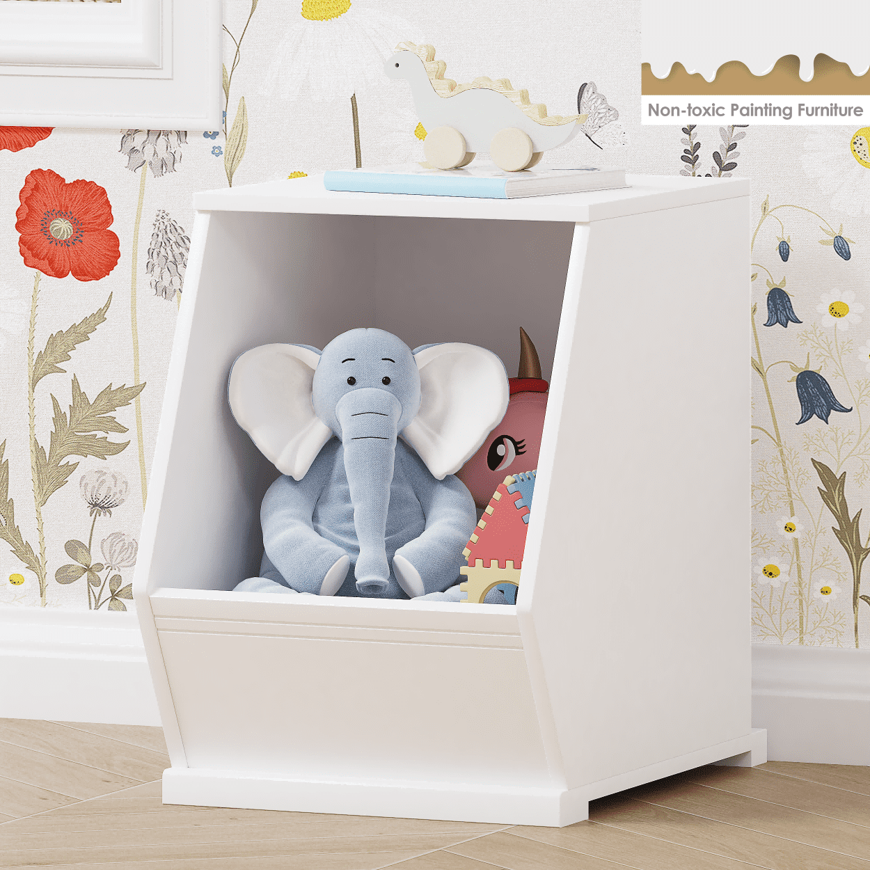 UTEX Toy Storage Organizer,Stackable Kids Toy Storage Cubby,Toy Boxes and Storage for Playroom,Bedroom,Nursery School,White