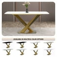 thumbnail image 6 of LeisureMod Voren Modern Dining Table with 71" Rectangular Sintered Stone or Glass Wide Tabletop and Steel Legs for Home, Kitchen, Dining or Conference Room in White/Gold, 6 of 10