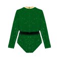 thumbnail image 4 of TiaoBug Long Sleeve Ballet Leotards for Girls Gymnastics Dancewear Christmas Elf Costume Green 16, 4 of 7