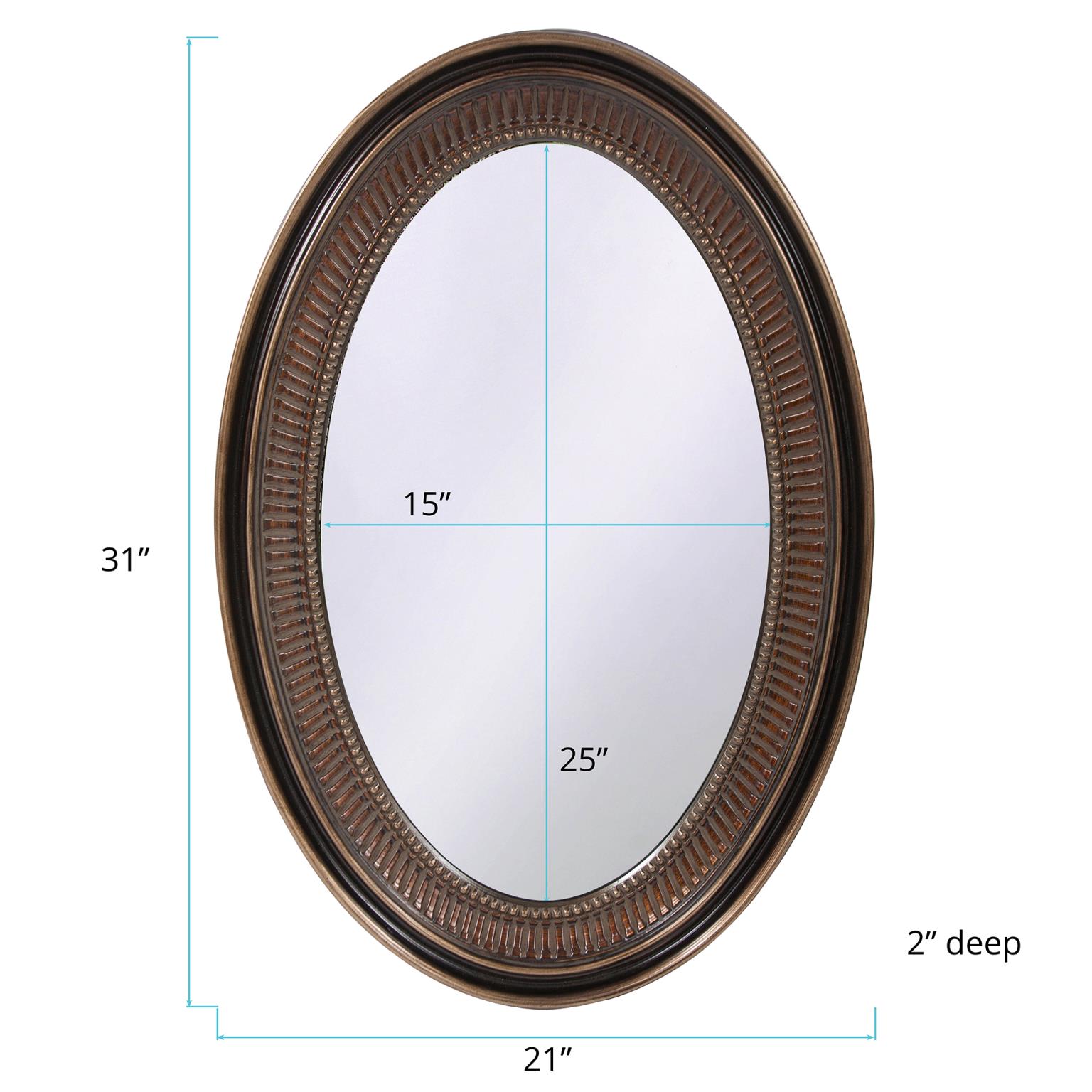 Tyler Dillon Bronze Ribbed Oval Framed Wall Mirror