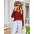 thumbnail image 3 of Weardear Women's Lace Long Sleeve Tops Crew Neck Pleated Tunic Top Business Work Dressy Blouses, 3 of 8
