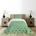 thumbnail image 4 of Ambesonne Pineapple Quilted Bedspread Set 2 Pcs, Geometric Hipster, Twin Size, Orange Seafoam Green, 4 of 5