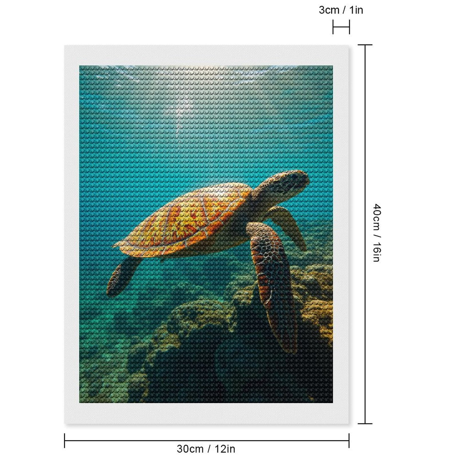 Diamond Art Kits for Adults, Sea Turtle Swimming Underwater 5D Diamond Painting Kits for Adults Beginners, DIY Full Drill Diamond Painting, Gem Art and Crafts 12x16