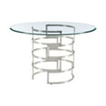 thumbnail image 3 of Diaz  Round Dining Table with Brushed Stainless Steel Base and Glass Tabletop, 3 of 9