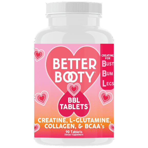 Better Booty BBL Tablets, Creatine for Women, Booty Gains & Muscle Building, Glute Builder Supplement with L-Glutamine, Collagen, and BCAA's (90ct)