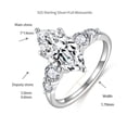 thumbnail image 2 of 3.8cttw Moissanite Rings for Women D Color VVS1 Clarity Marquise Engagement Ring S925 Sterling Silver Moissanite Wedding Promise Rings Size 6-9, 2 of 6