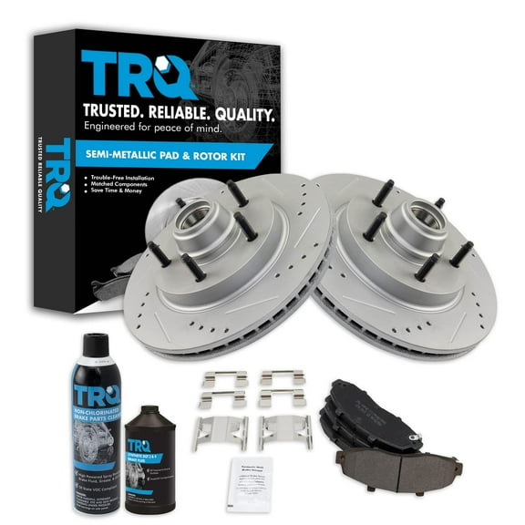 TRQ Front Premium Semi Metallic Brake Pad & Performance Rotor Kit for Ford BKA21334 Fits select: 1997-2000 FORD F150