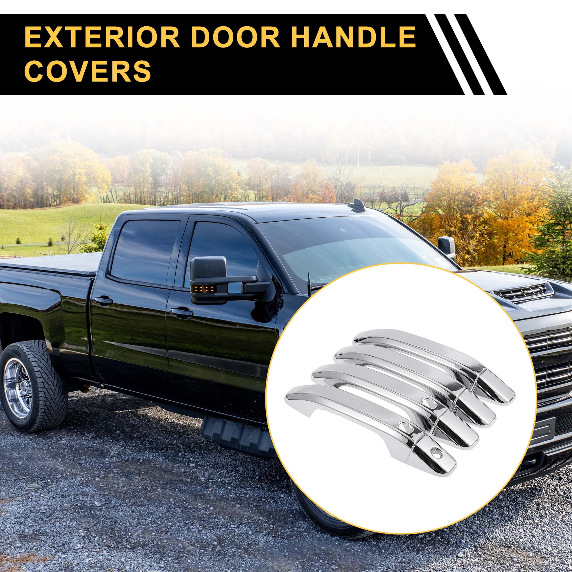 Unique Bargains Door Handle Cover for Chevrolet Silverado 1500 2014-2024 with 2 Keypad
