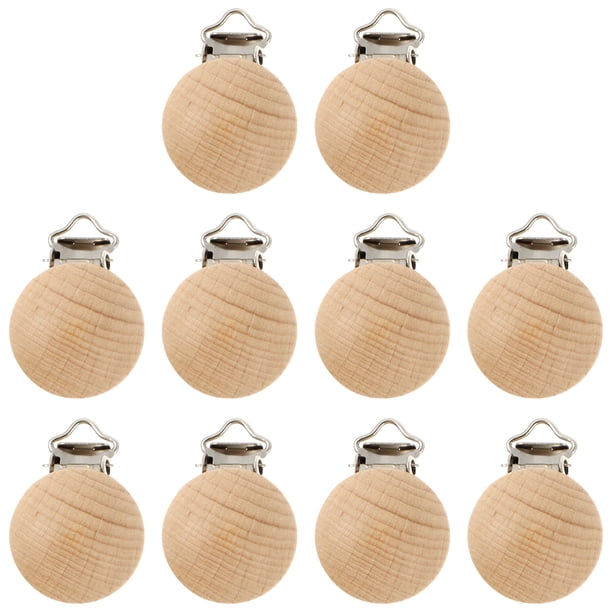 EeaseMX 10 pinzas de madera para chupete de bebé, redondas, de 30 mm