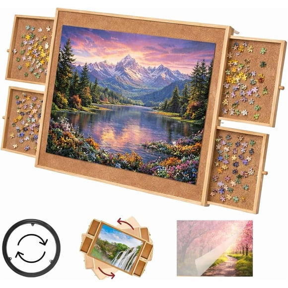Tradeopia 1500 Pieces Rotating Puzzle Board with 4 Drawers and Cover
